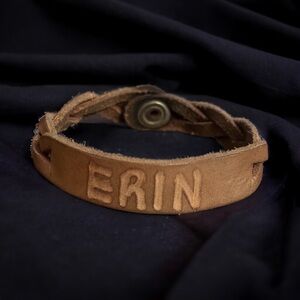 Vintage Erin name braided leather bracelet